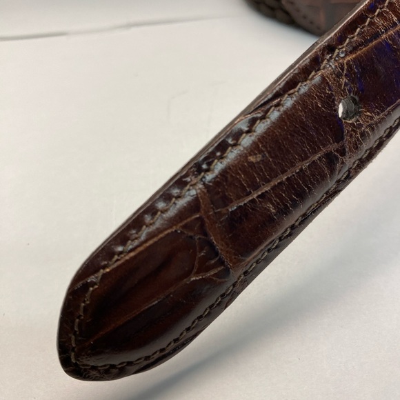 Brighton Braided Nylon and Croc Embossed Men’s Brown Belt, Gold Hardware Size 36 - Picture 4 of 10